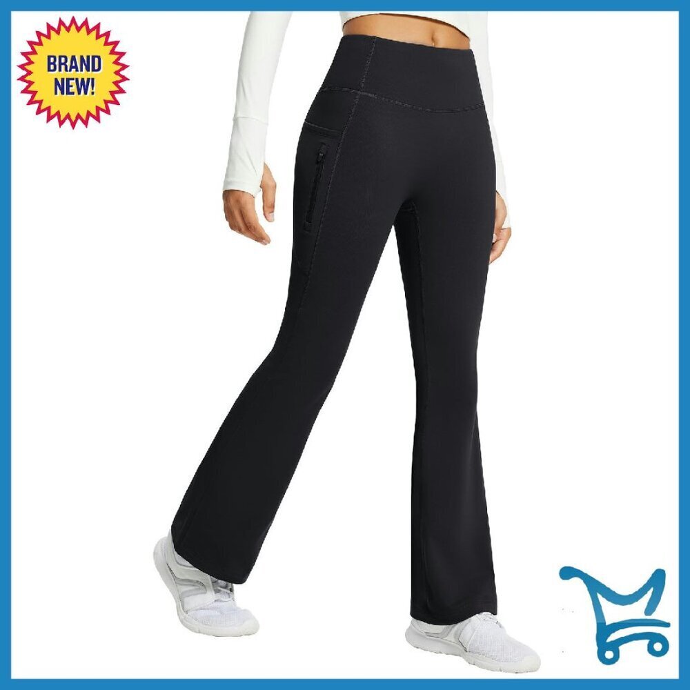 Fleece Lined Yoga Pants Water Resistant High Waist Bootcut with Pockets